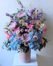 Load image into Gallery viewer, Pretty in Pink floral arrangement in a pink ceramic vase