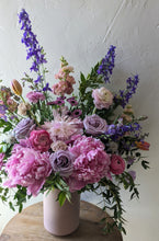 Load image into Gallery viewer, Pretty in Pink floral arrangement in a pink ceramic vase