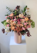 Load image into Gallery viewer, Pretty in Pink floral arrangement in a pink ceramic vase