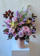 Load image into Gallery viewer, Pretty in Pink floral arrangement in a pink ceramic vase