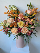 Load image into Gallery viewer, Pretty in Pink floral arrangement in a pink ceramic vase