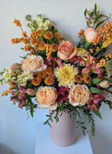 Load image into Gallery viewer, Pretty in Pink floral arrangement in a pink ceramic vase
