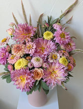 Load image into Gallery viewer, Pretty in Pink floral arrangement in a pink ceramic vase