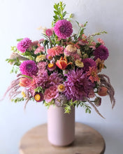 Load image into Gallery viewer, Pretty in Pink floral arrangement in a pink ceramic vase
