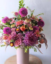 Load image into Gallery viewer, Pretty in Pink floral arrangement in a pink ceramic vase
