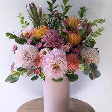 Load image into Gallery viewer, Pretty in Pink floral arrangement in a pink ceramic vase
