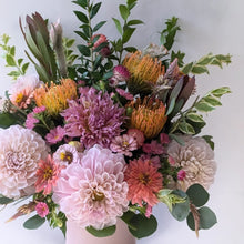 Load image into Gallery viewer, Pretty in Pink floral arrangement in a pink ceramic vase
