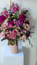 Load image into Gallery viewer, Pretty in Pink floral arrangement in a pink ceramic vase
