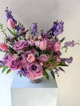 Load image into Gallery viewer, Artisan arrangement in white ceramic vessel for Local Flower Delivery
