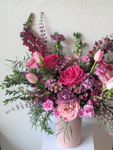 Load image into Gallery viewer, Pretty in Pink floral arrangement in a pink ceramic vase
